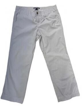 Gap Brown & Cream Pinstripe Summer Cotton Trousers - Straight Leg Size 14